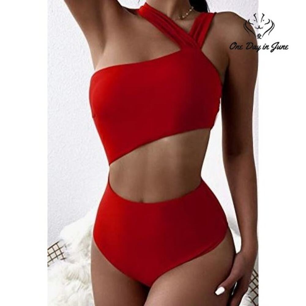 Soly Hux Cut Out One Shoulder Monokini Swimsuit Size L